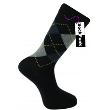 Argyle Socks by Pierre Calvini- Navy with Yellow Dots